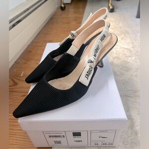 J'ADIOR SLINGBACK PUMP BLACK TECHNICAL FABRIC